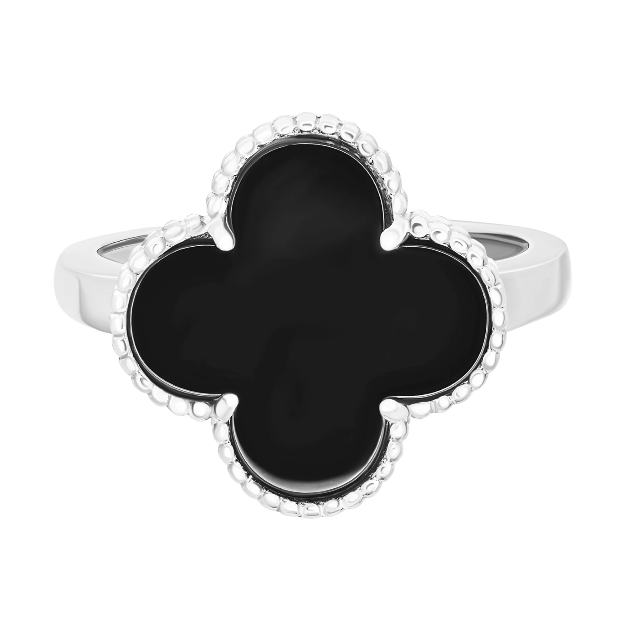 Серебряное кольцо с агатом "Клевер" - 1593735 – изображение 2