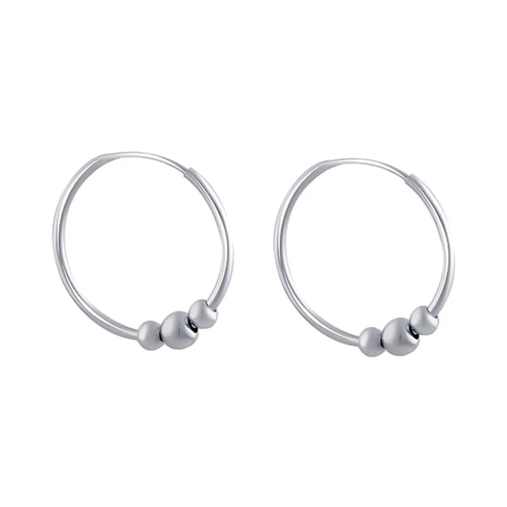 Серебряные серьги-кольца с шариками . Артикул 7502/2080725: цена, отзывы, фото – купить в интернет-магазине AURUM