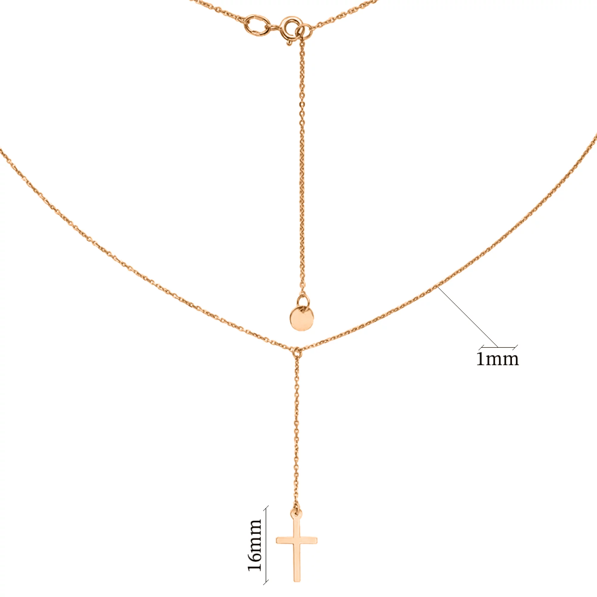 Колье из красного золота с крестиком якорное плетение - 959410 – изображение 2