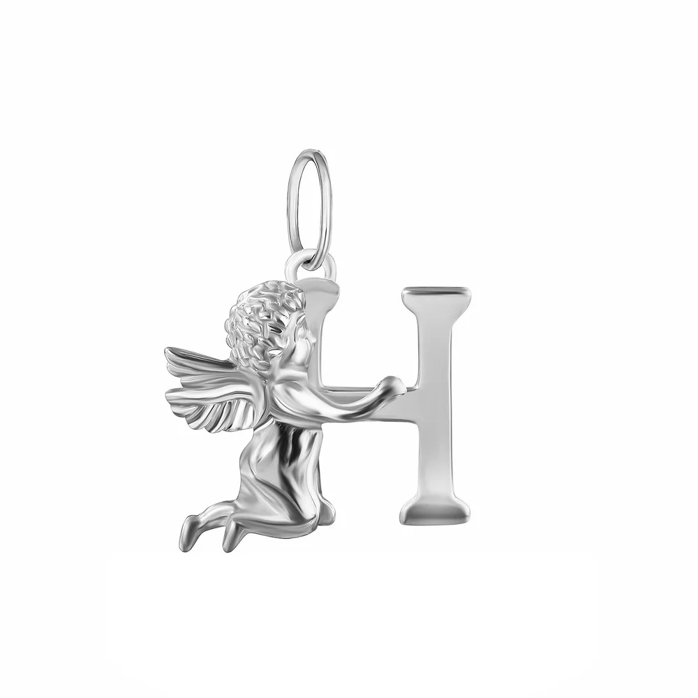 Підвіска з срібла з янголом Буква Н. Артикул 7503/П2/276: ціна, відгуки, фото – купити в інтернет-магазині AURUM