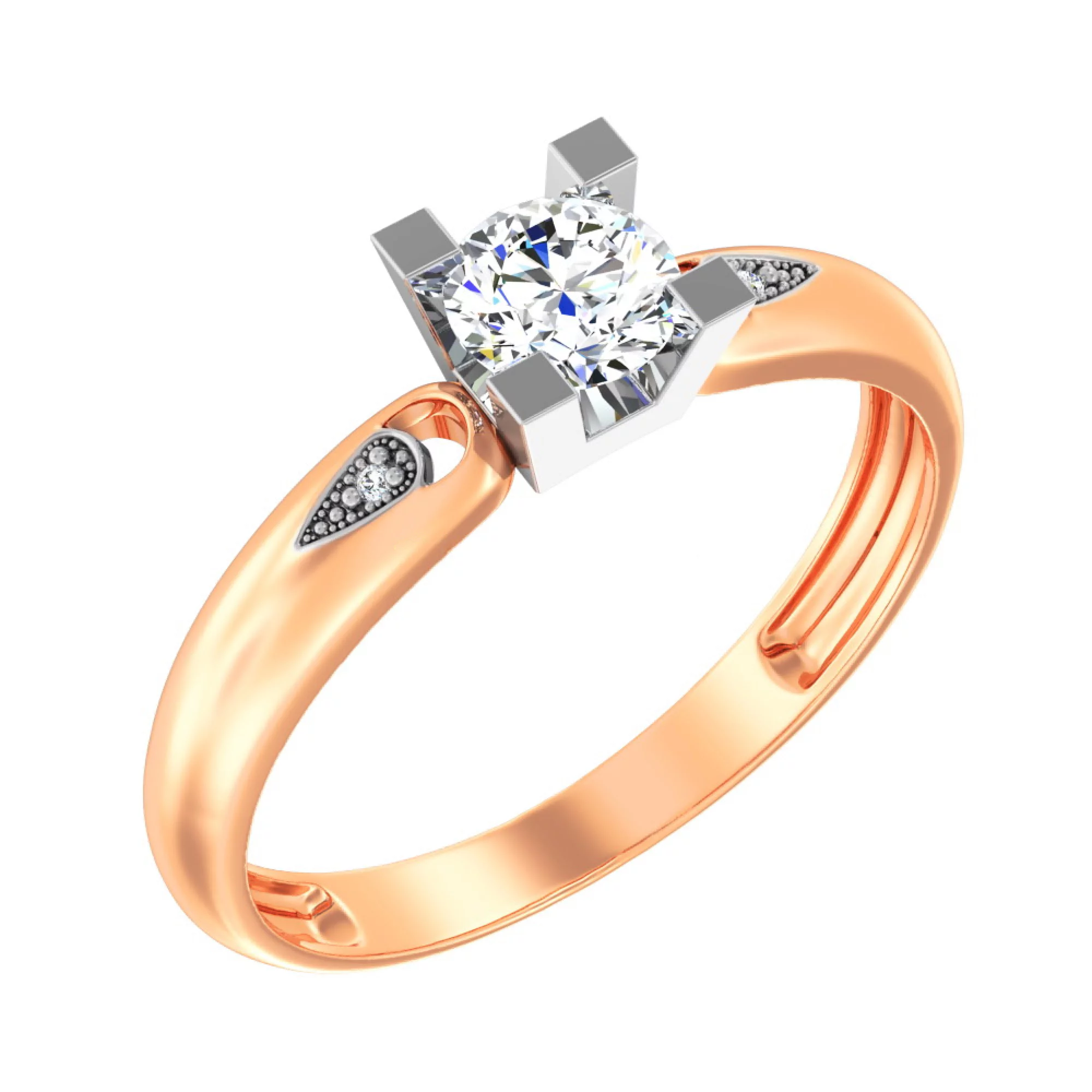 Золотое кольцо с фианитом - 1392131 – изображение 1