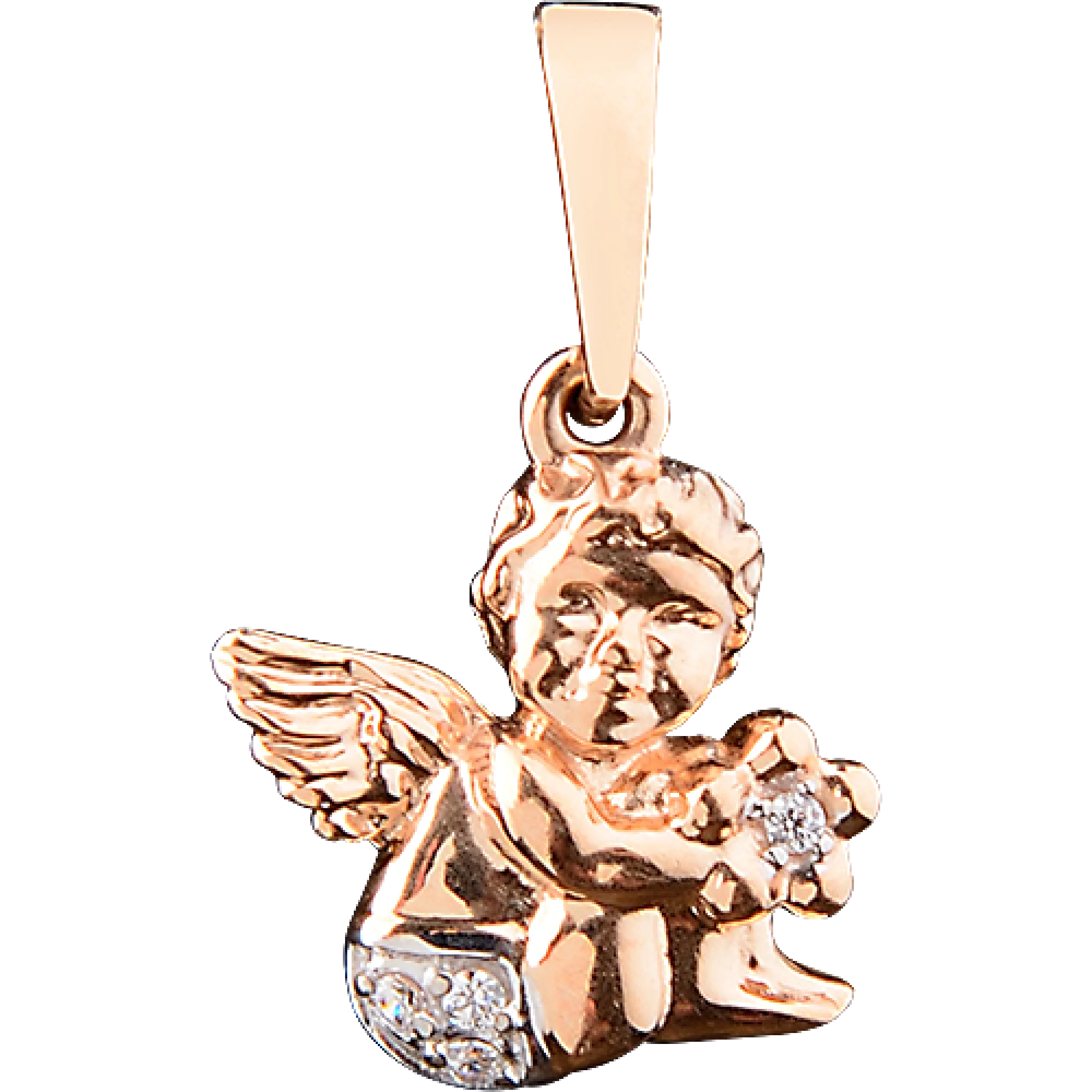 Золотой кулон с цирконием "Ангел" - 466225 – изображение 1