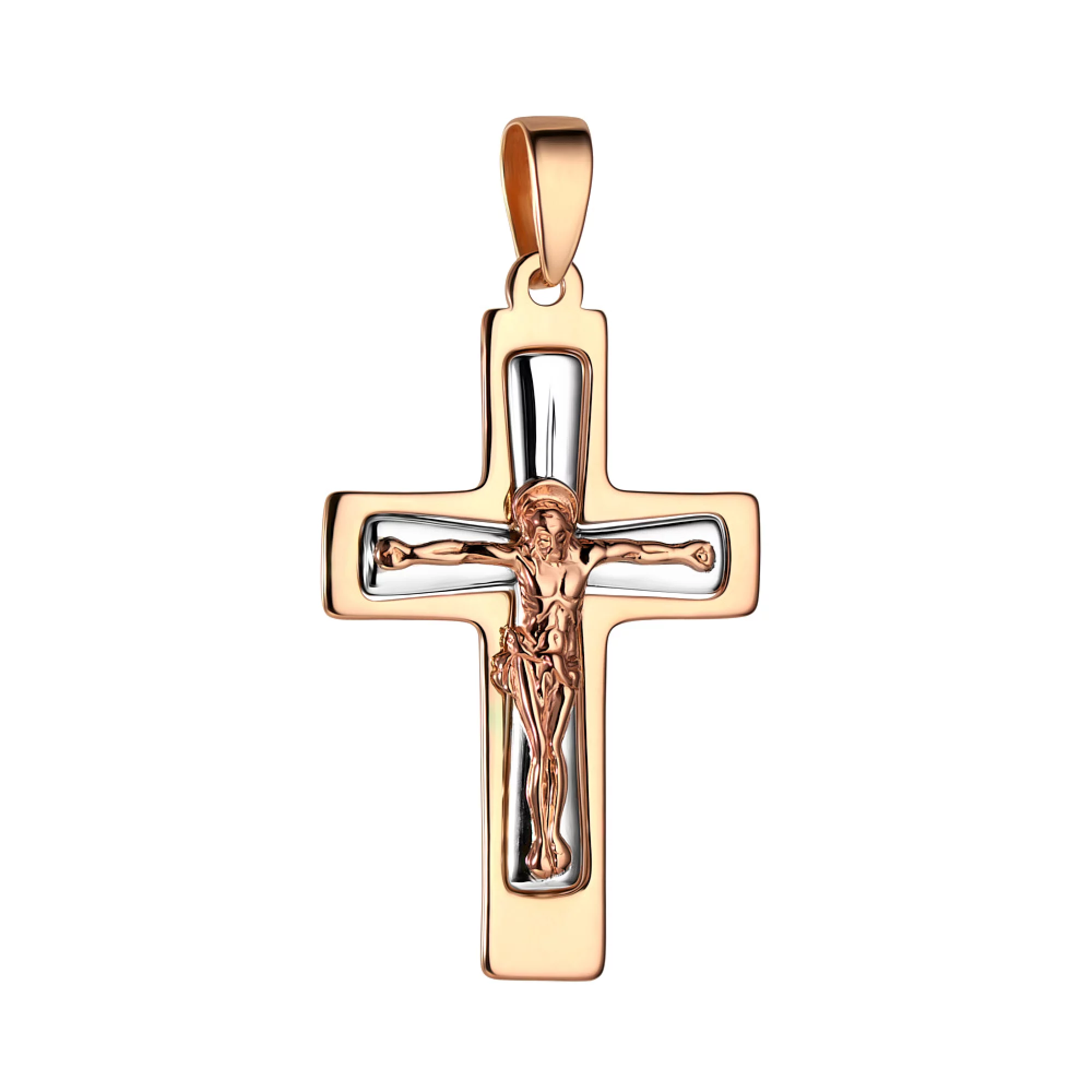 Крестик из комбинированого золота - 971775 – изображение 1