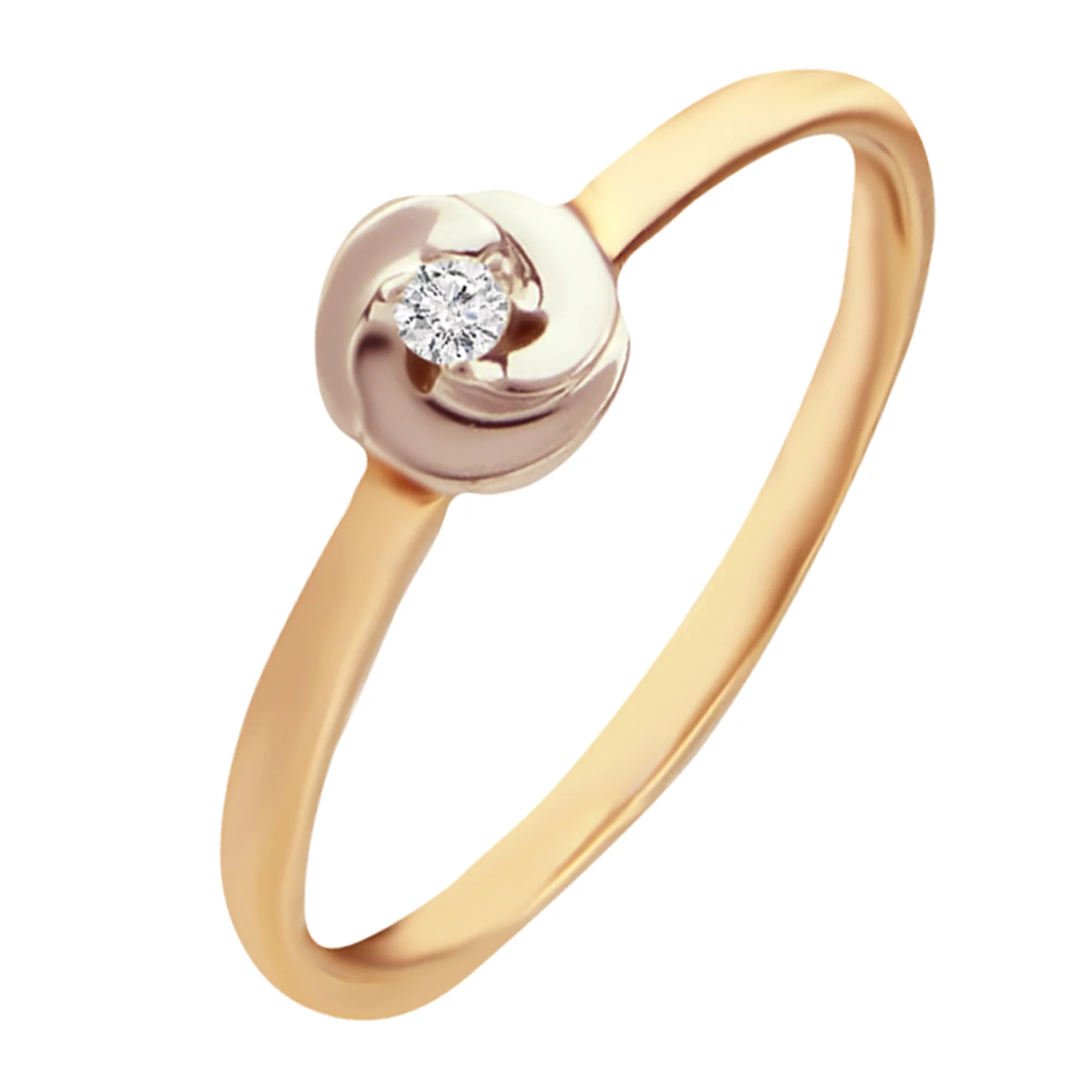 Золотое кольцо с бриллиантом - 807092 – изображение 1
