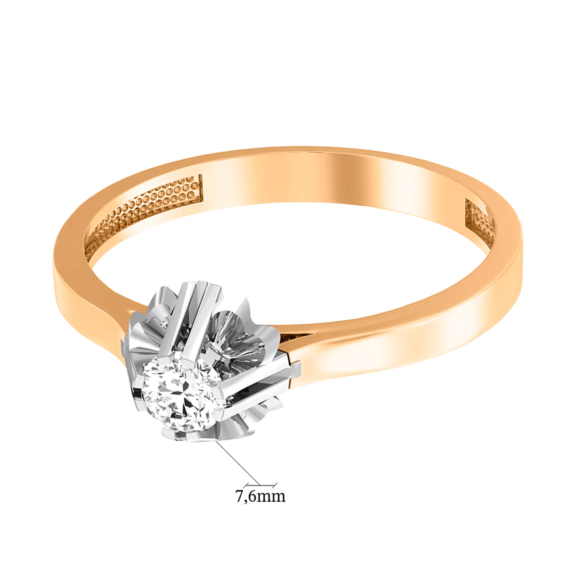 Золотое кольцо с фианитом - 585488 – изображение 2