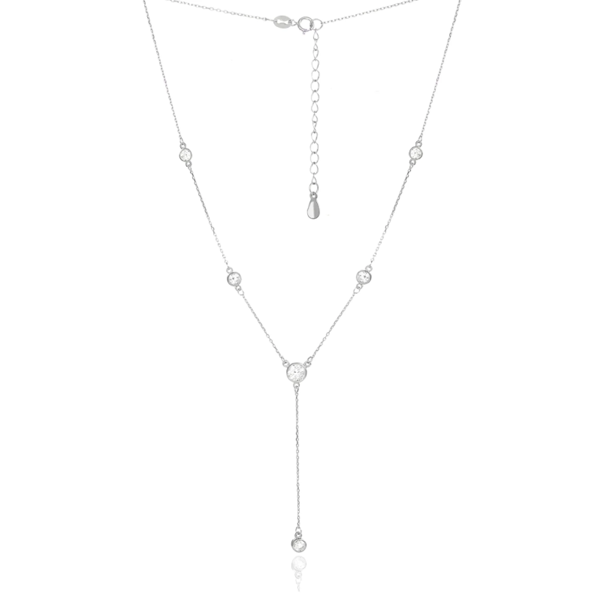 Серебряное колье с фианитами плетение якорь - 431357 - 1