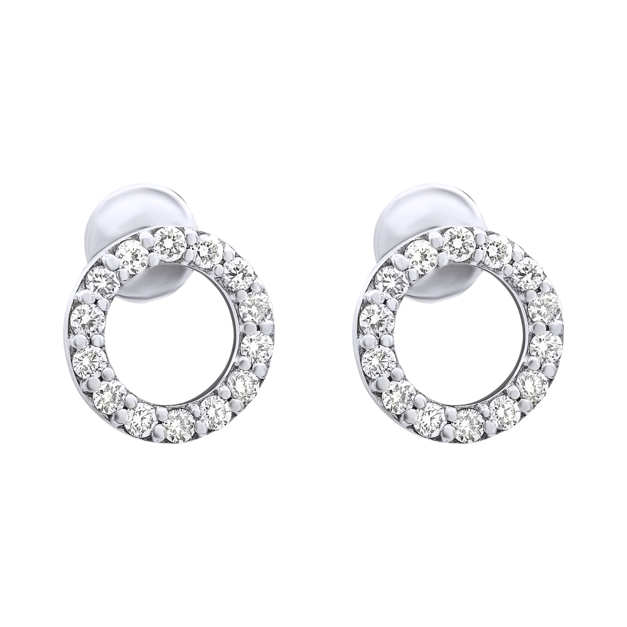 Сережки-гвоздики из белого золота с бриллиантами - 815307 - 1