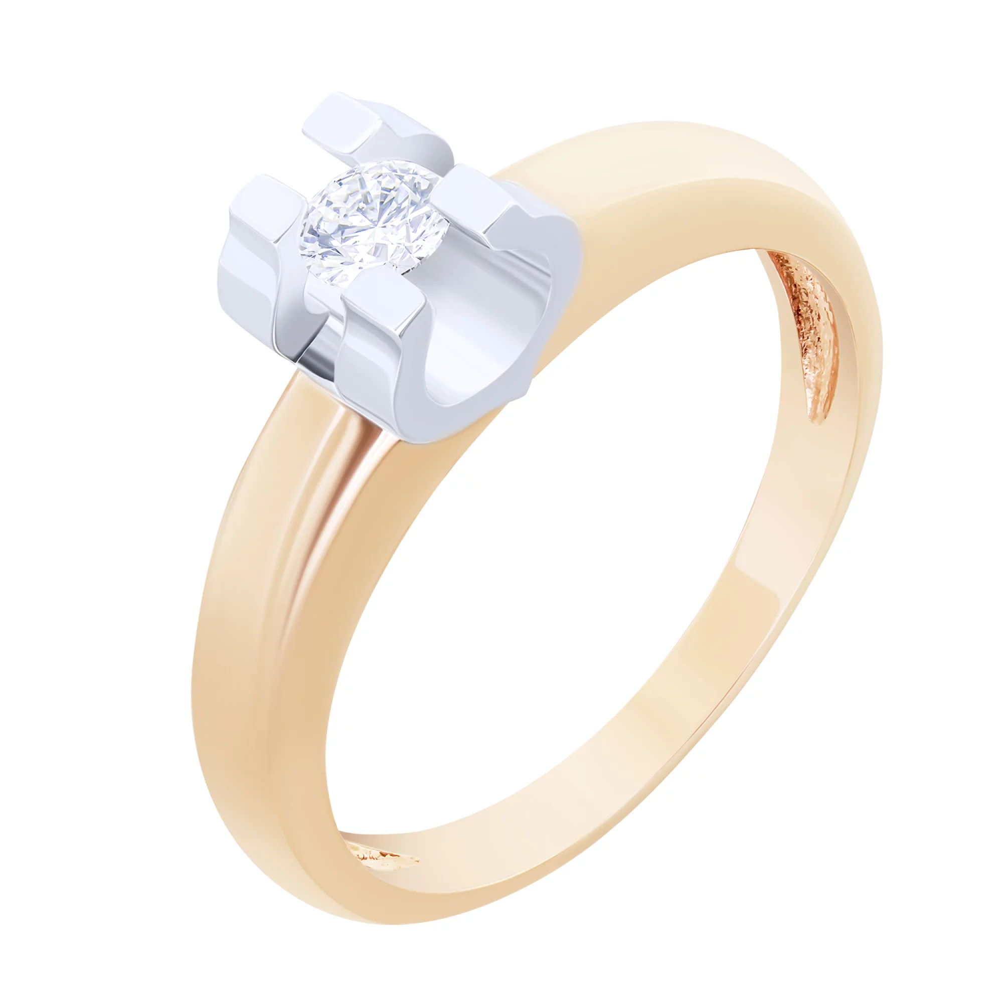 Помолвочное кольцо из красного золота с бриллиантом - 1562370 – изображение 1