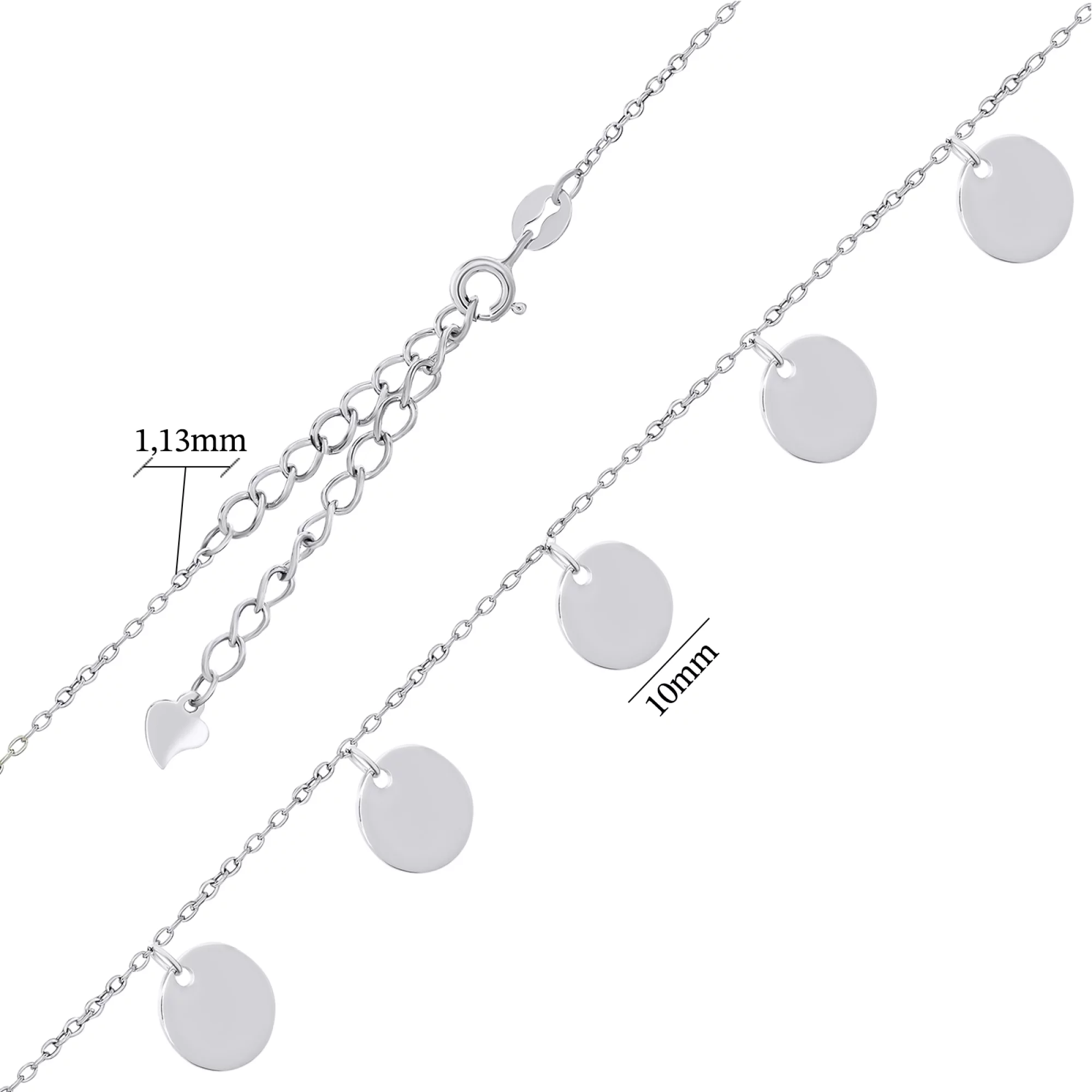 Кольє зі срібла з підвісними монетками якірне плетіння - 1548222 – зображення 3