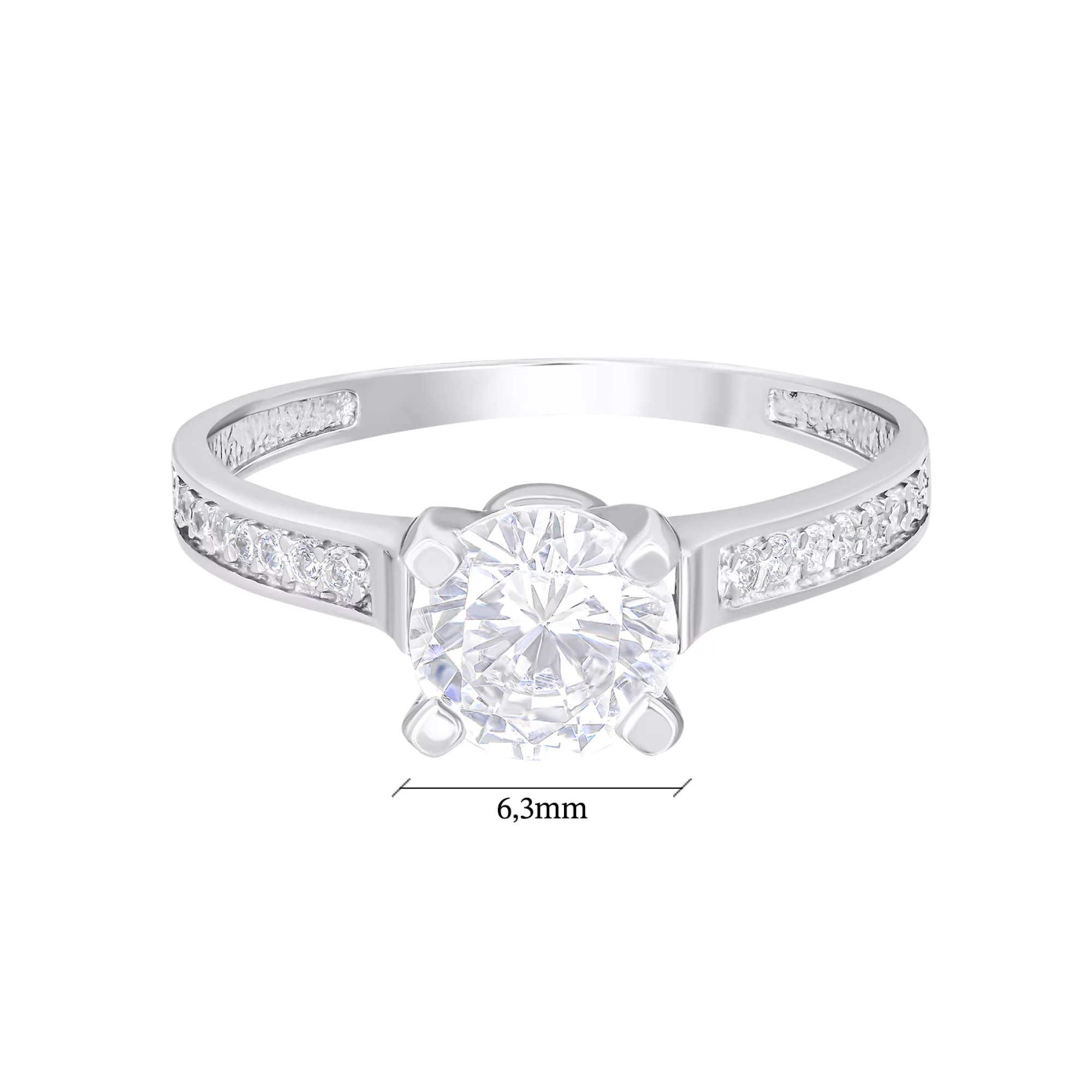 Серебряное помолвочное кольцо с фианитами - 1535081 – изображение 3