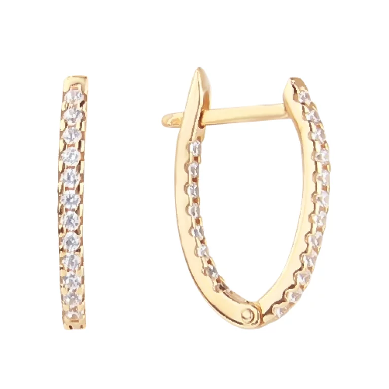 Золоті сережки з фіанітами. Артикул 211015: ціна, відгуки, фото – купити в інтернет-магазині AURUM