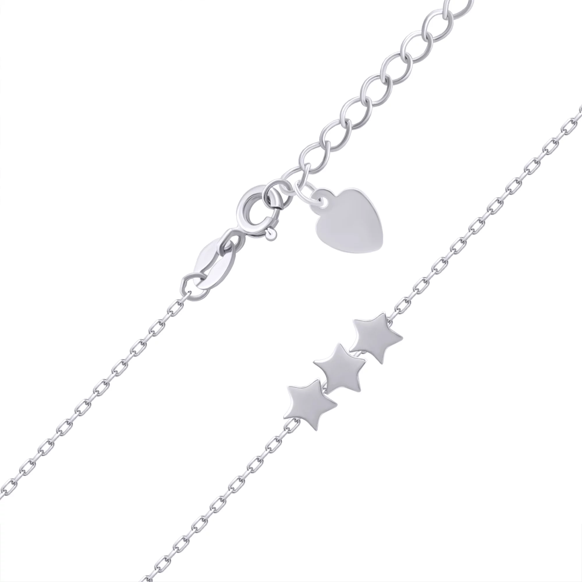 Колье серебряное со звёздочками плетение Якорь - 859340 – изображение 1