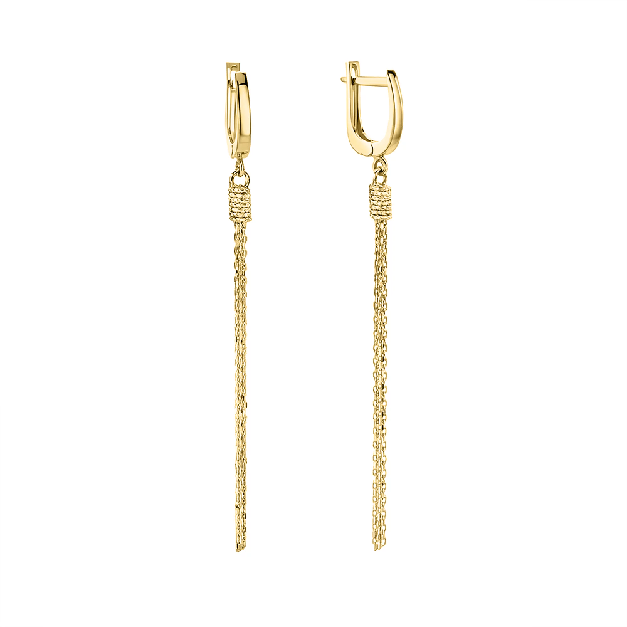 Золотые серьги с подвесными цепочками - 1562506 – изображение 1