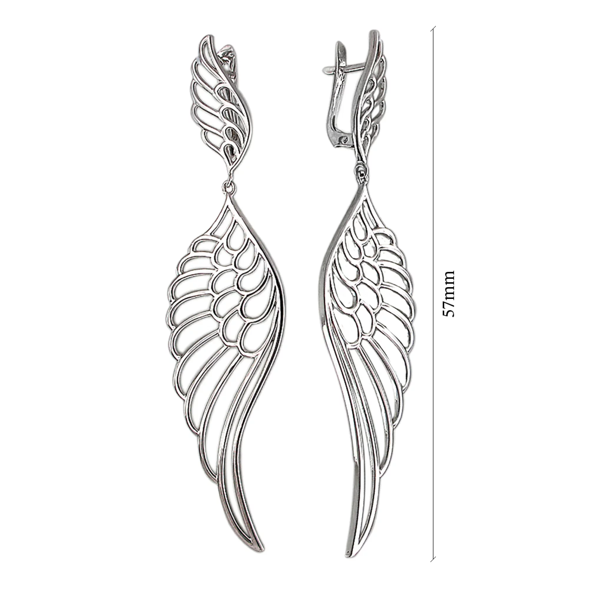 Сережки серебряные "Крылья" - 375400 – изображение 2
