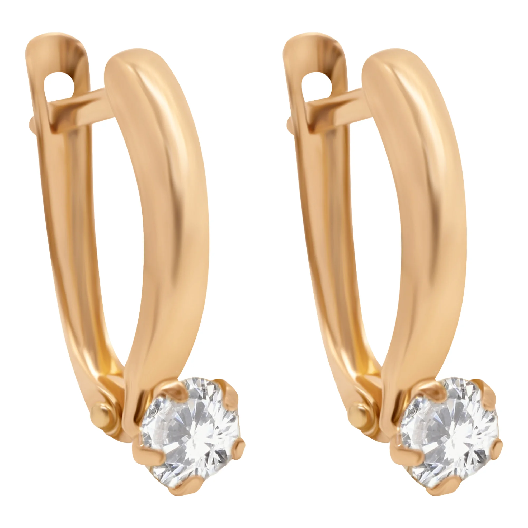 Сережки из красного золота с фианитом - 938231 - 1