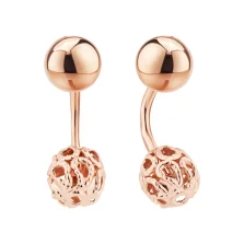 Ажурні сережки-гвоздики "Кульки" із червоного золота - 2093463