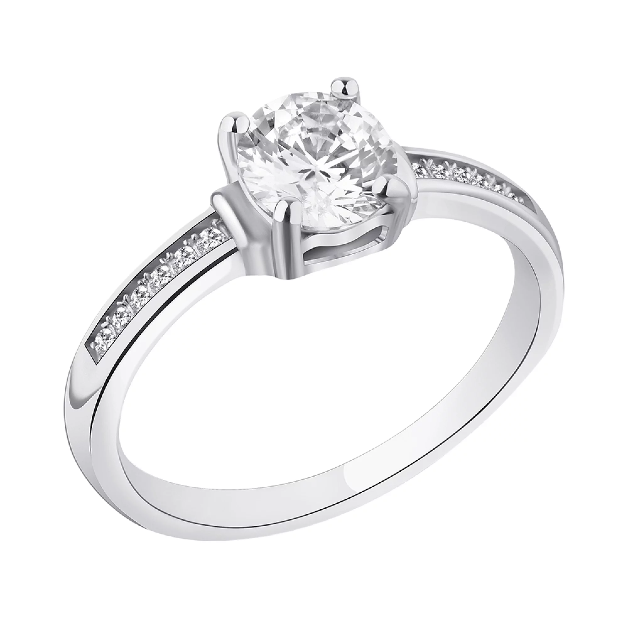 Серебряное кольцо с фианитом - 1306315 – изображение 1