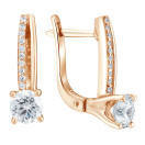 Сережки из красного золота с фианитами - 860729