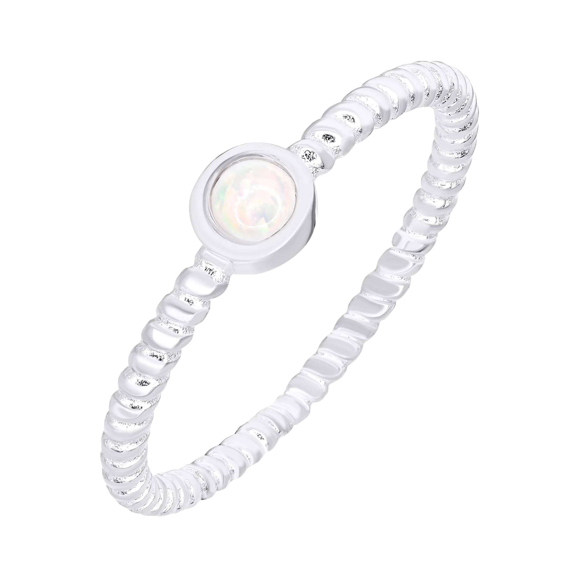 Серебряное тонкое кольцо с опалом - 1535055 - 1
