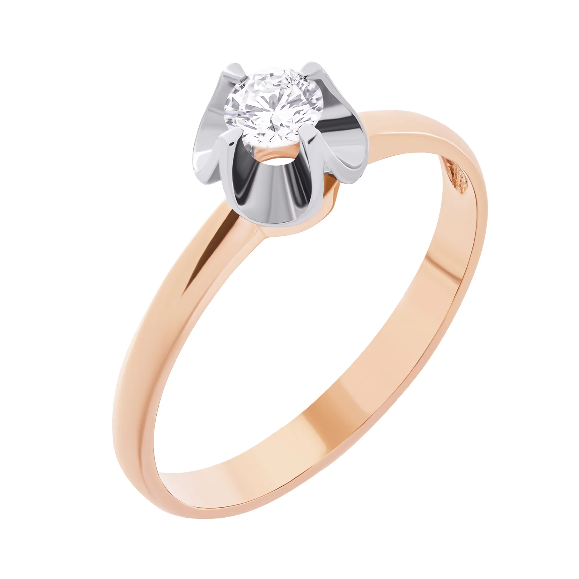 Золотое кольцо с бриллиантом - 502467 – изображение 1