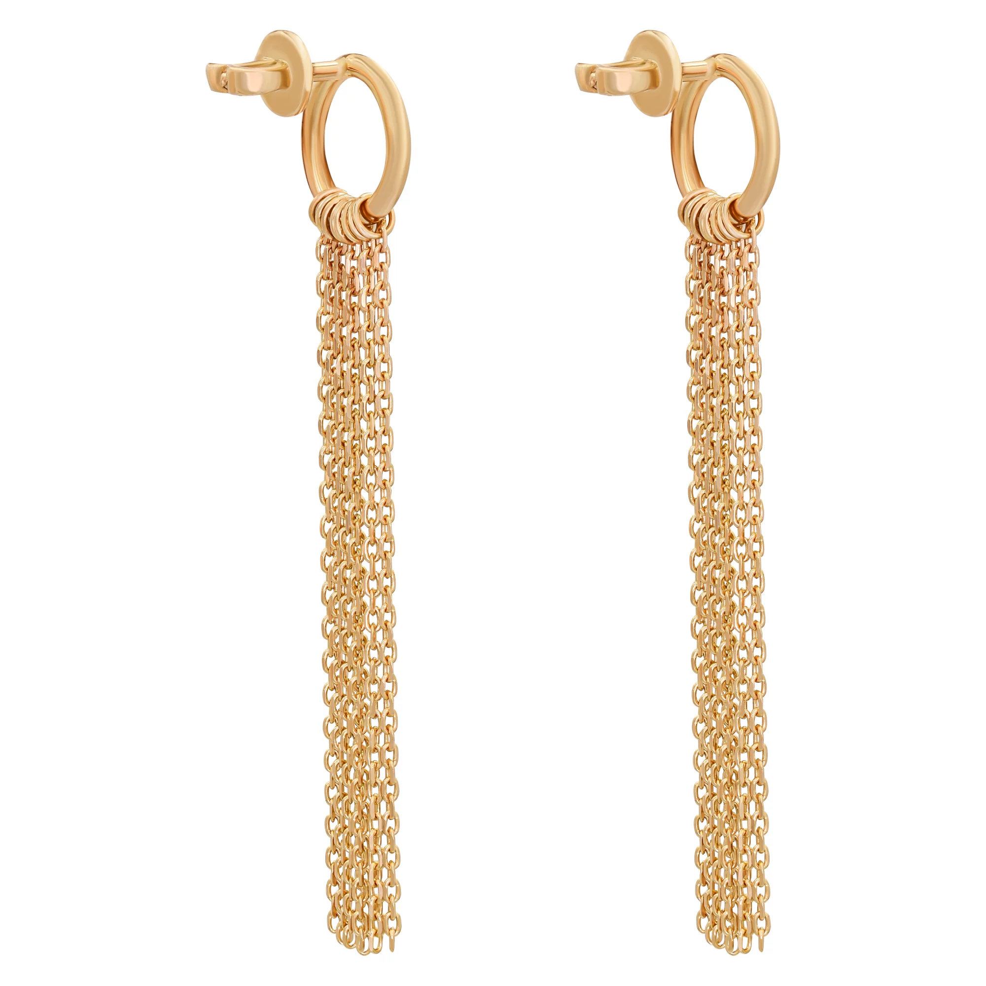 Сережки-гвоздики из красного золота с подвесками - 887700 – изображение 2