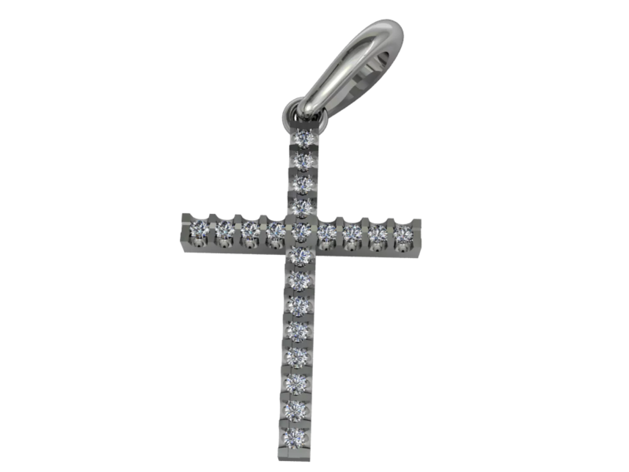 Крестик из белого золота с бриллиантами - 860462 – изображение 1