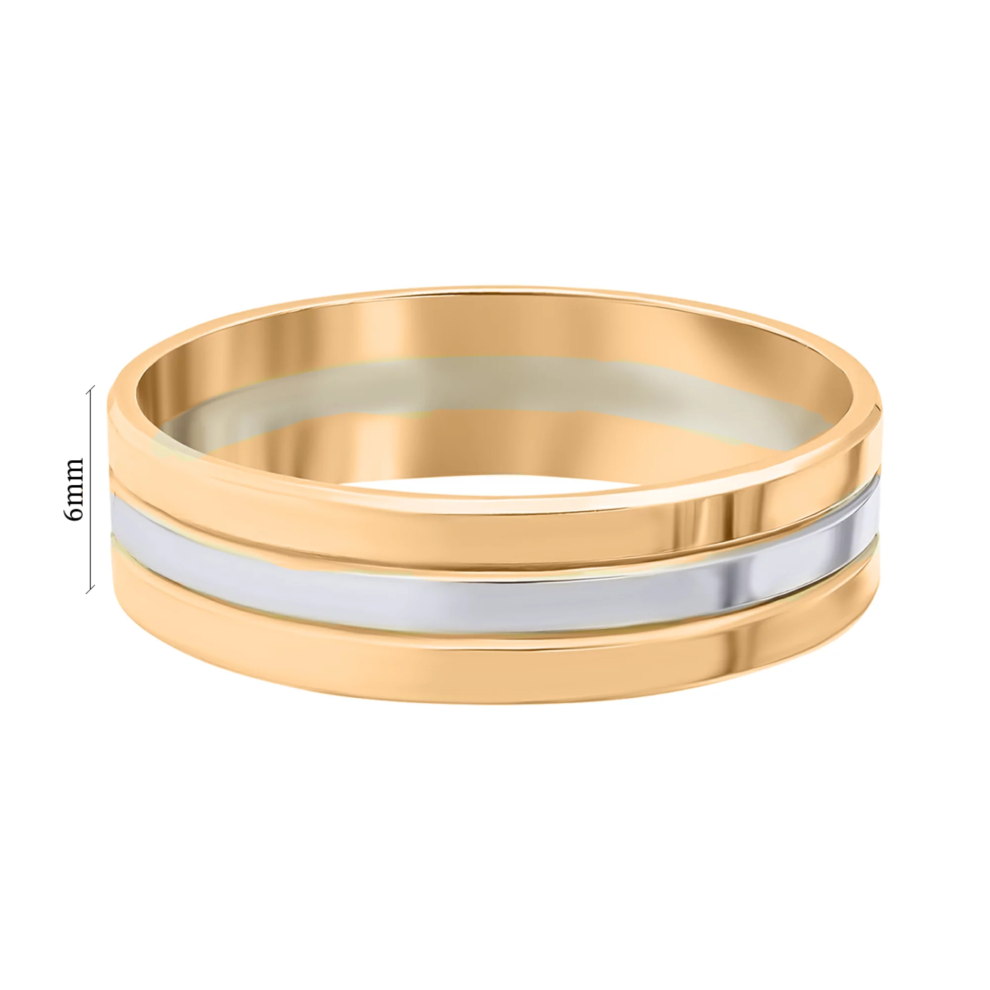 Кольцо обручальное из комбинированного золота американка - 804592 – изображение 4