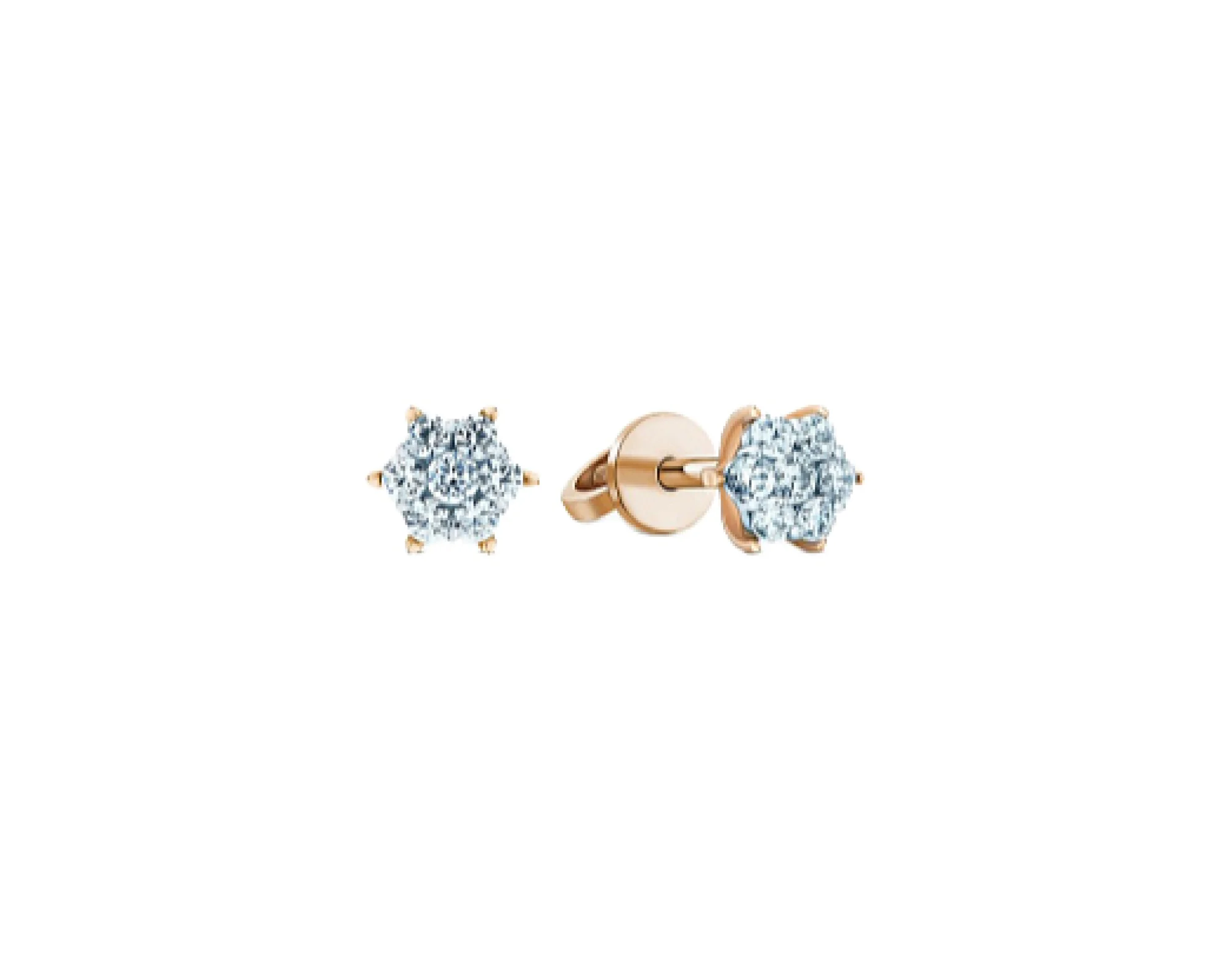 Сережки-гвоздики с бриллиантами из красного золота - 411645 - 1
