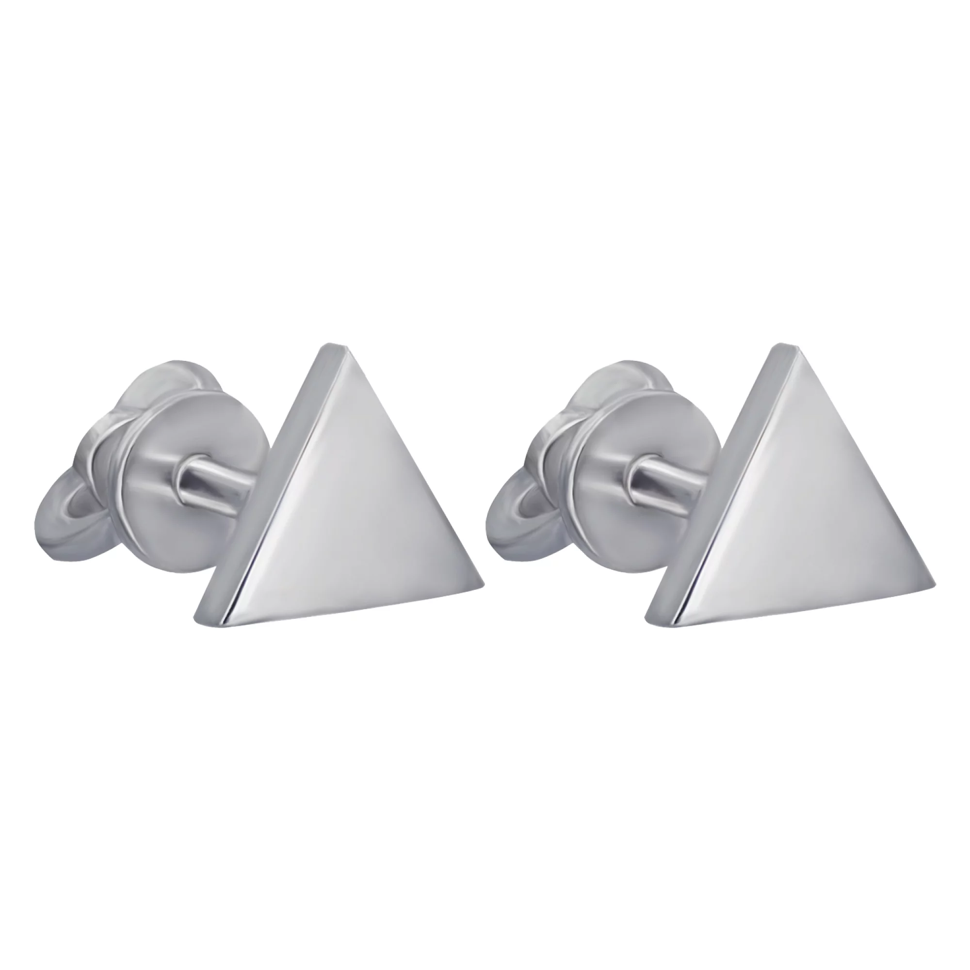 Треугольные серебрянные сережки-гвоздики - 907523 – изображение 1