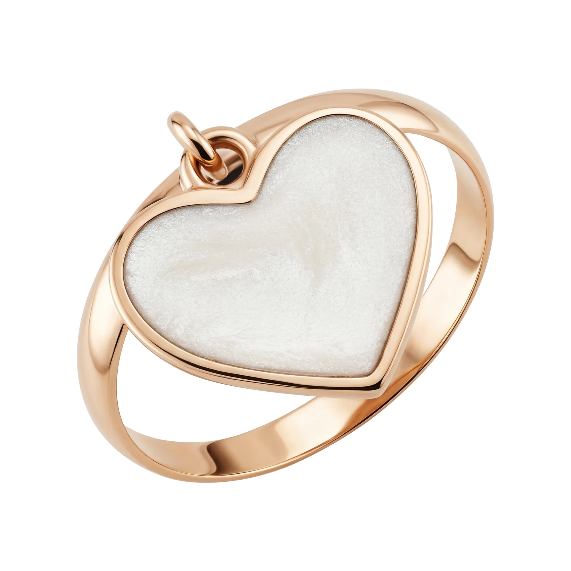 Каблучка у червоному золоті з емаллю та підвісом "Серце" - 2210554 - 1