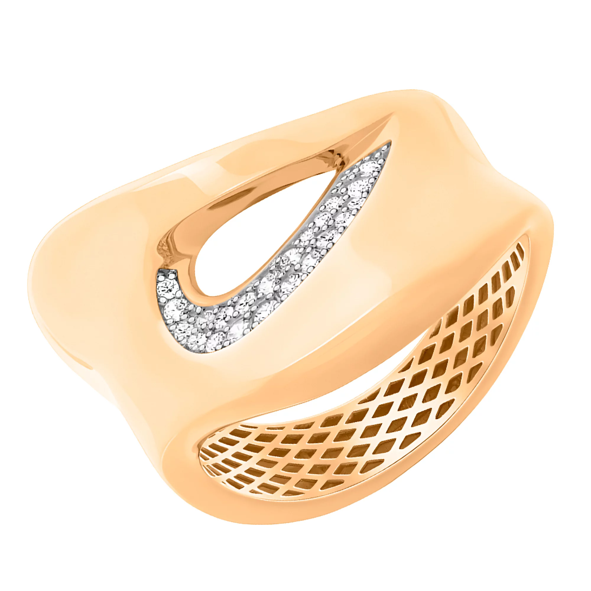 Золотое кольцо с фианитом - 482934 – изображение 1