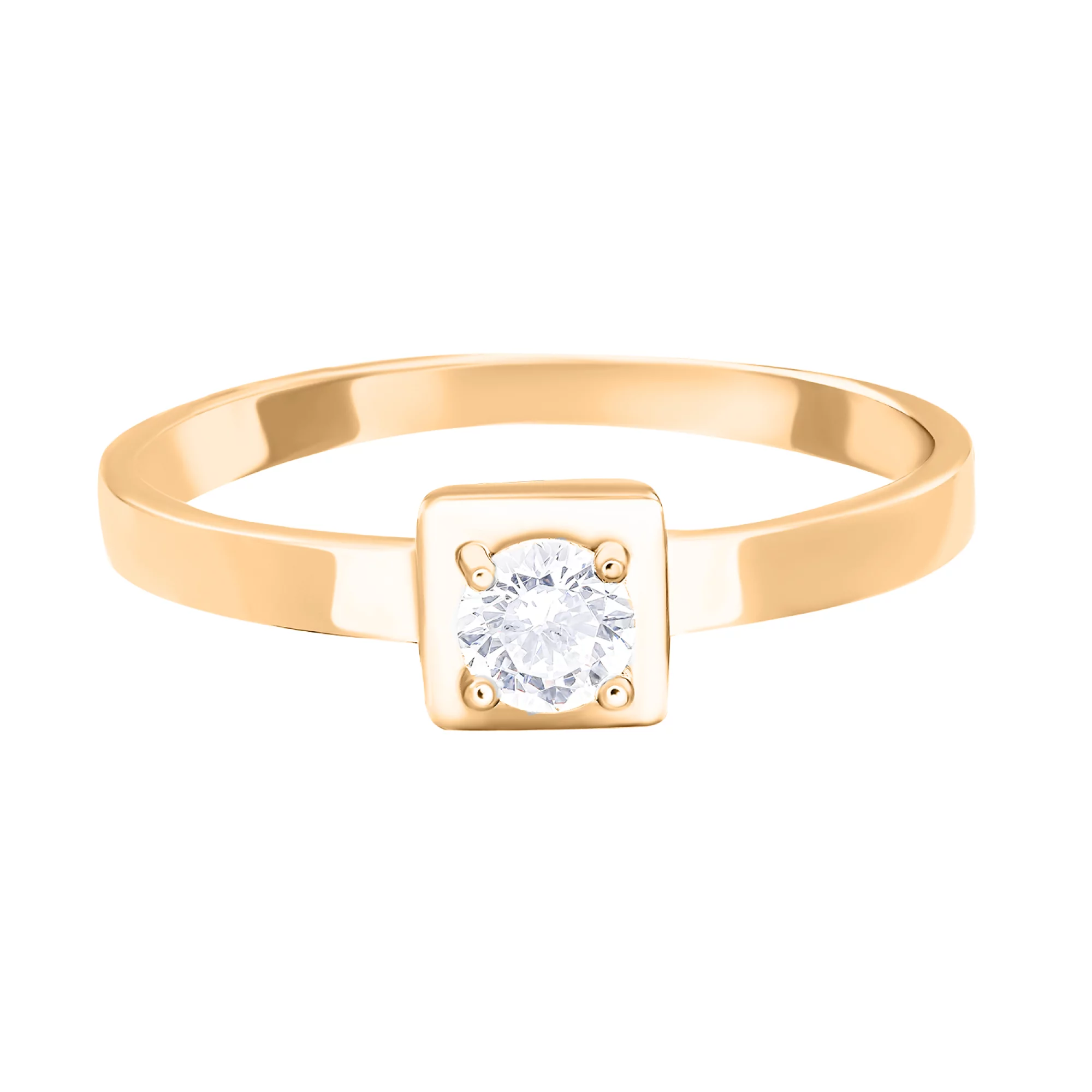 Золотое кольцо с фианитом - 1627723 – изображение 2