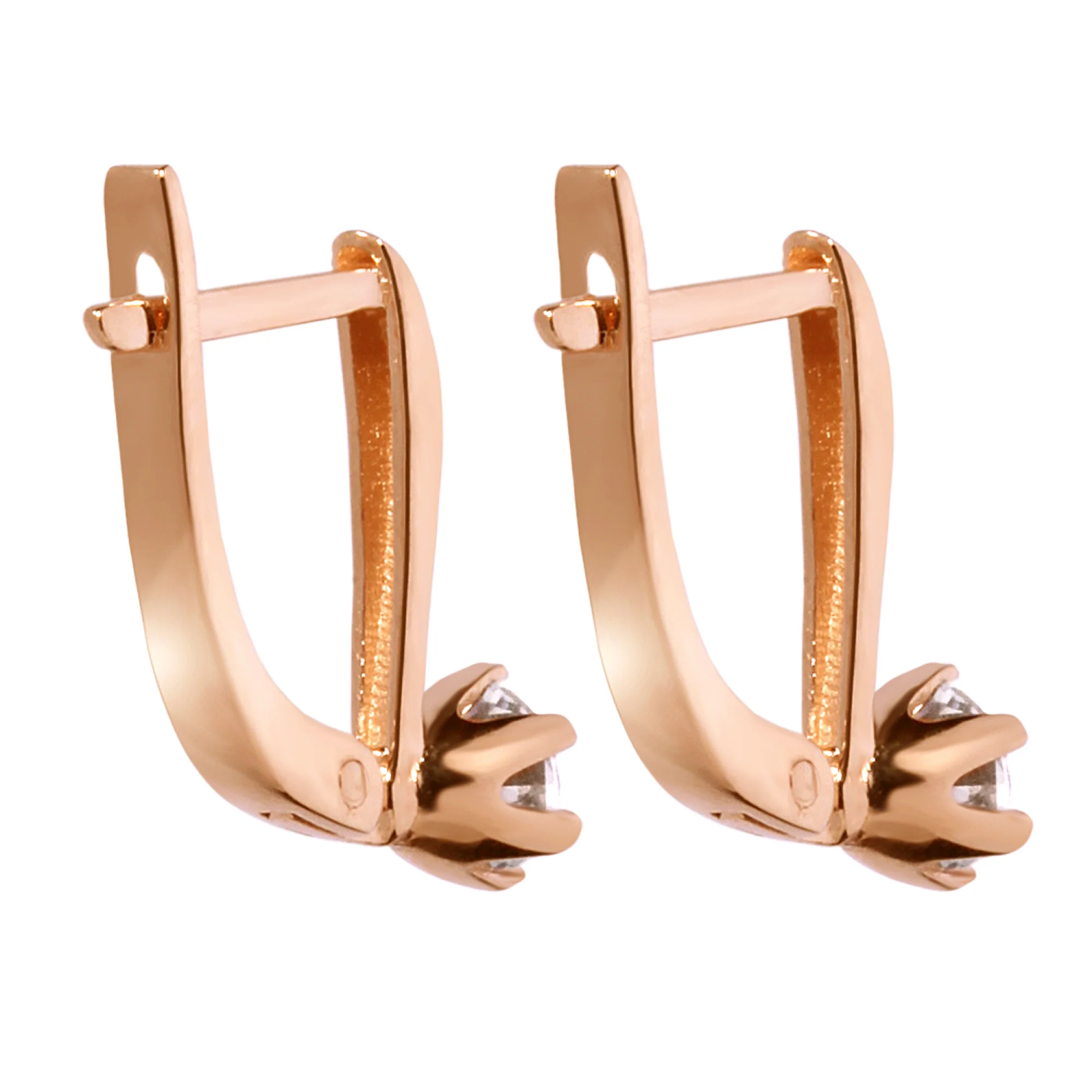 Сережки из красного золота с фианитом - 962283 - 2