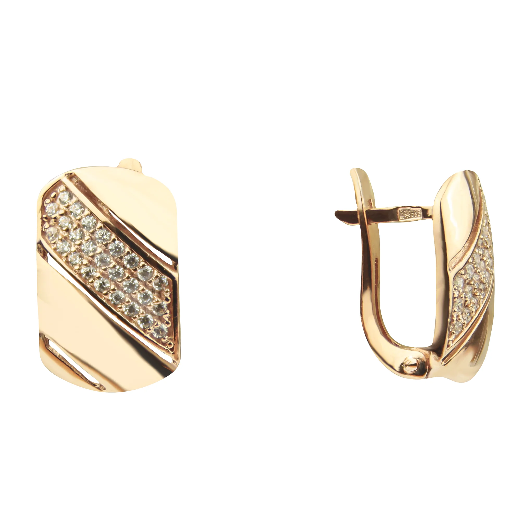 Серьги из красного золота с фианитами - 850449 - 1