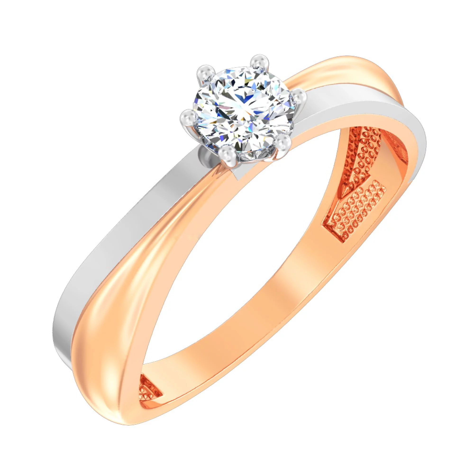 Золотое кольцо с фианитом - 585477 – изображение 1