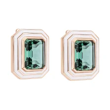 Сережки в червоному золоті з емаллю та кварцом - 2035469