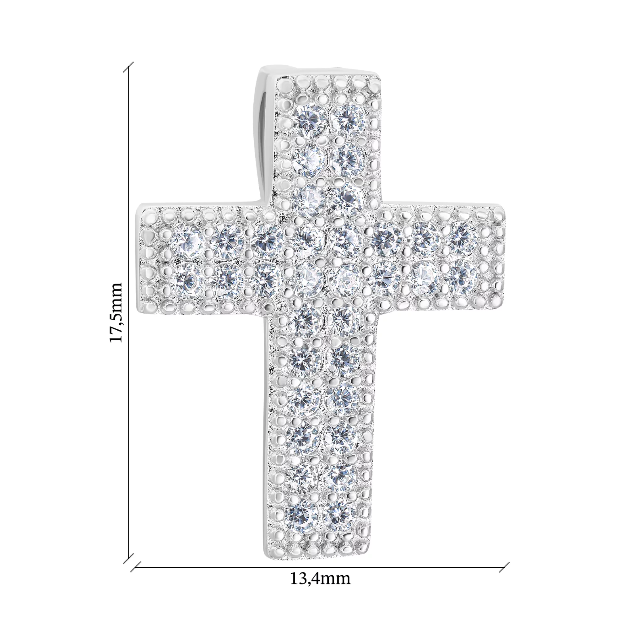 Декоративный серебряный крестик с россыпью фианитов - 1565266 – изображение 2