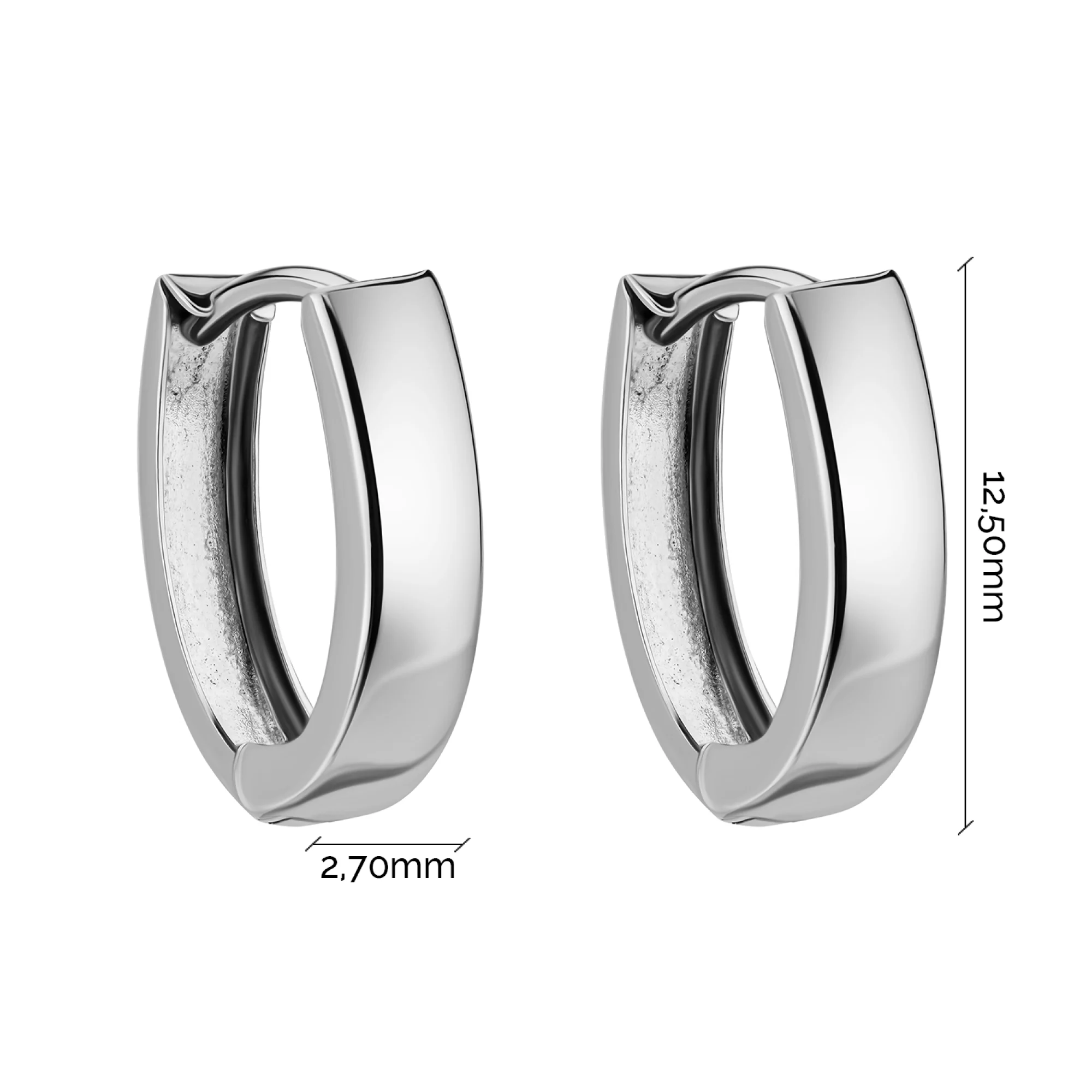 Сережки-кольца из белого золота в стиле минимализм - 1856215 - 4