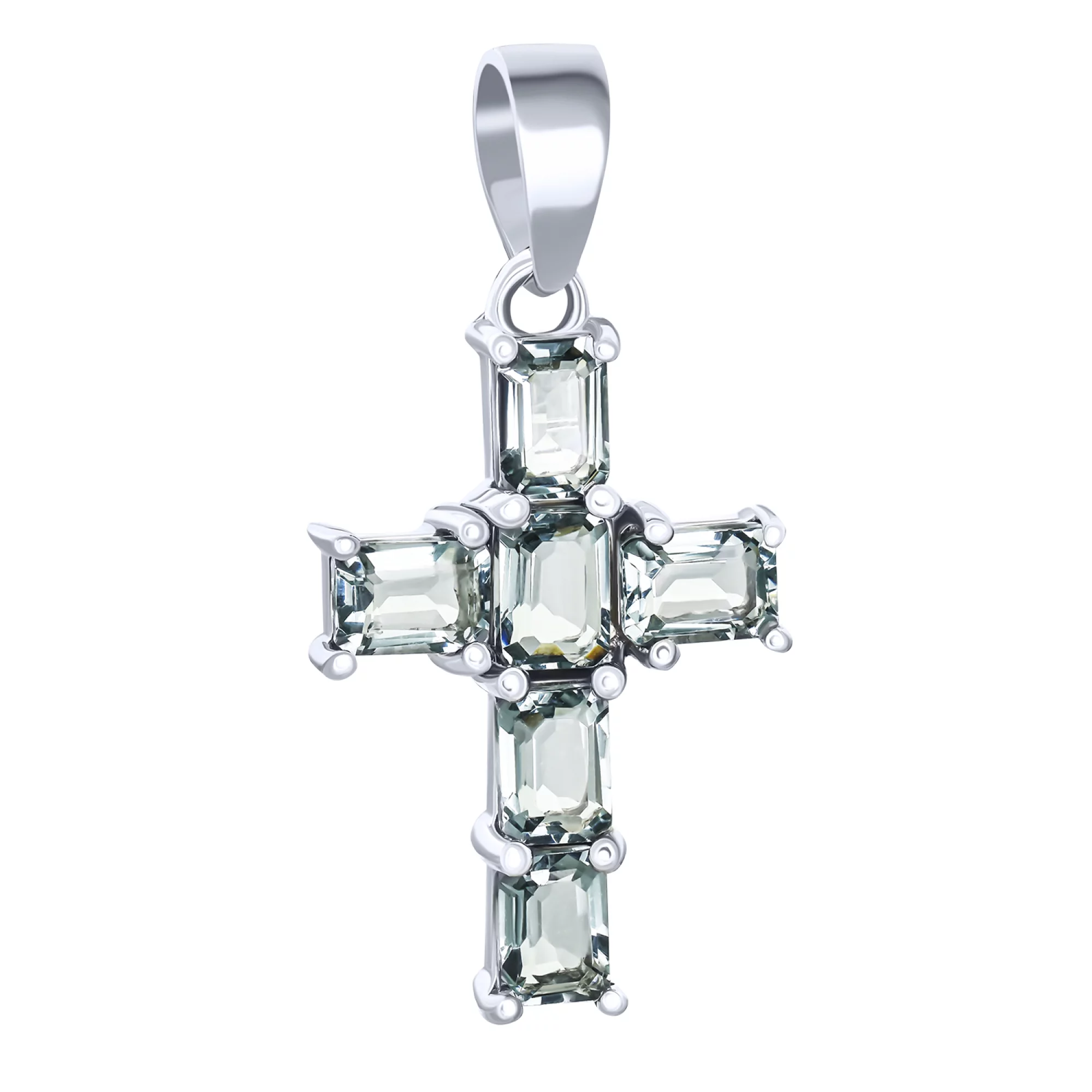 Декоративный серебряный крестик с топазом лондон - 1678695 – изображение 1