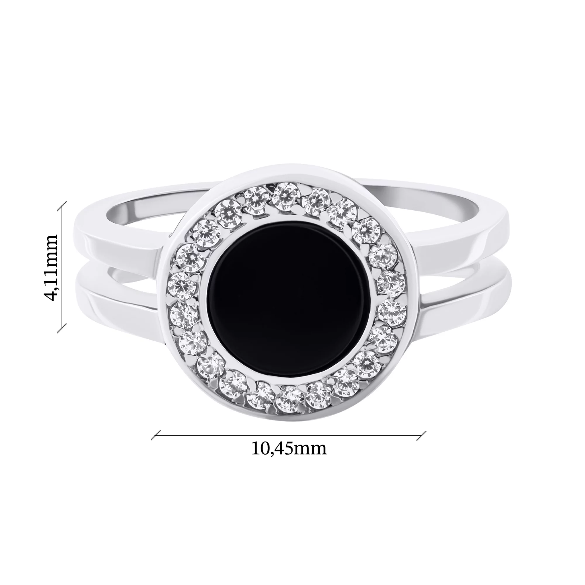 Серебряное кольцо с агатом и фианитами - 1577529 – изображение 3