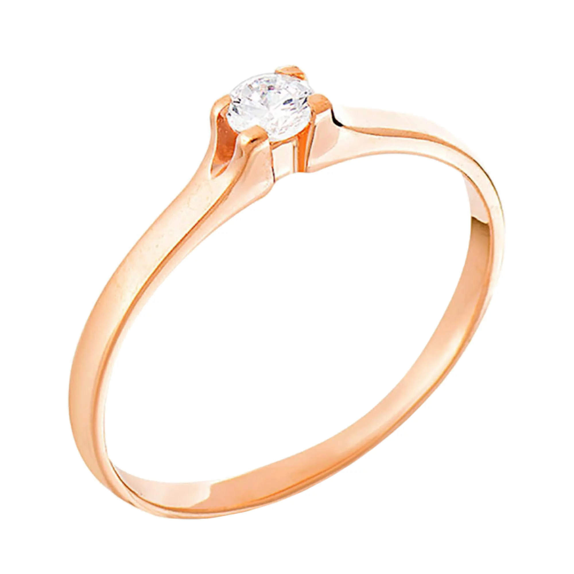 Золотое кольцо с фианитом - 585285 – изображение 1