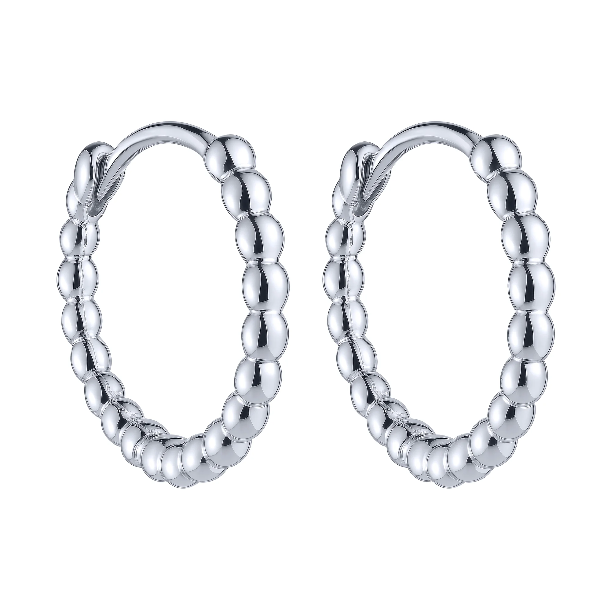 Серьги-кольца "Шарики" из серебра - 2221093 - 1
