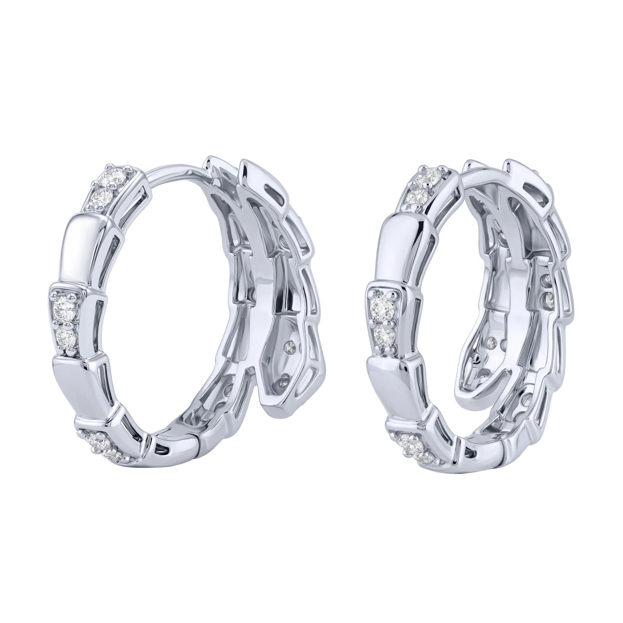 Серьги-кольца "Змея" из серебра с фианитами - 2249191 - 2