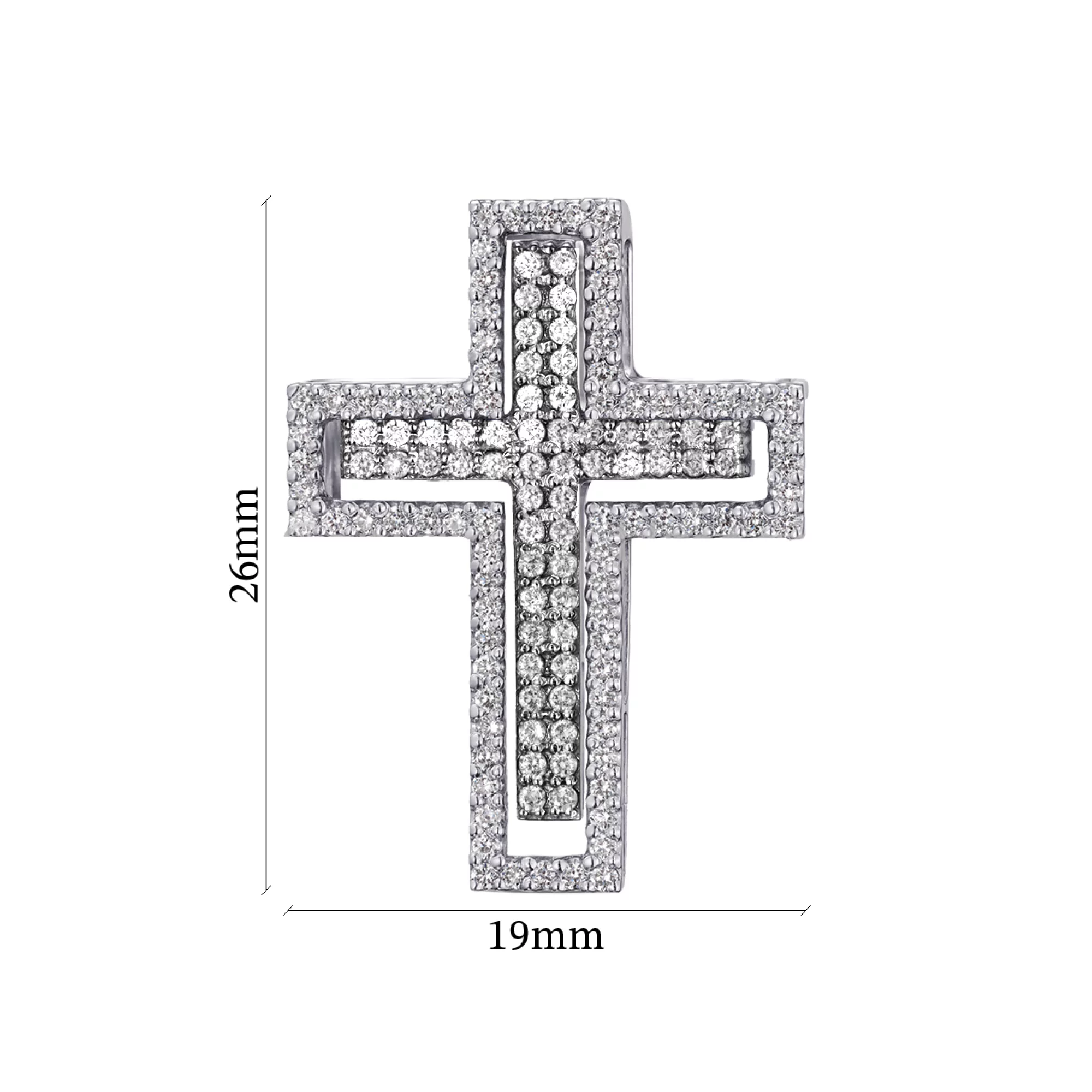 Хрестик з білого золота з діамантами - 970267 – зображення 2