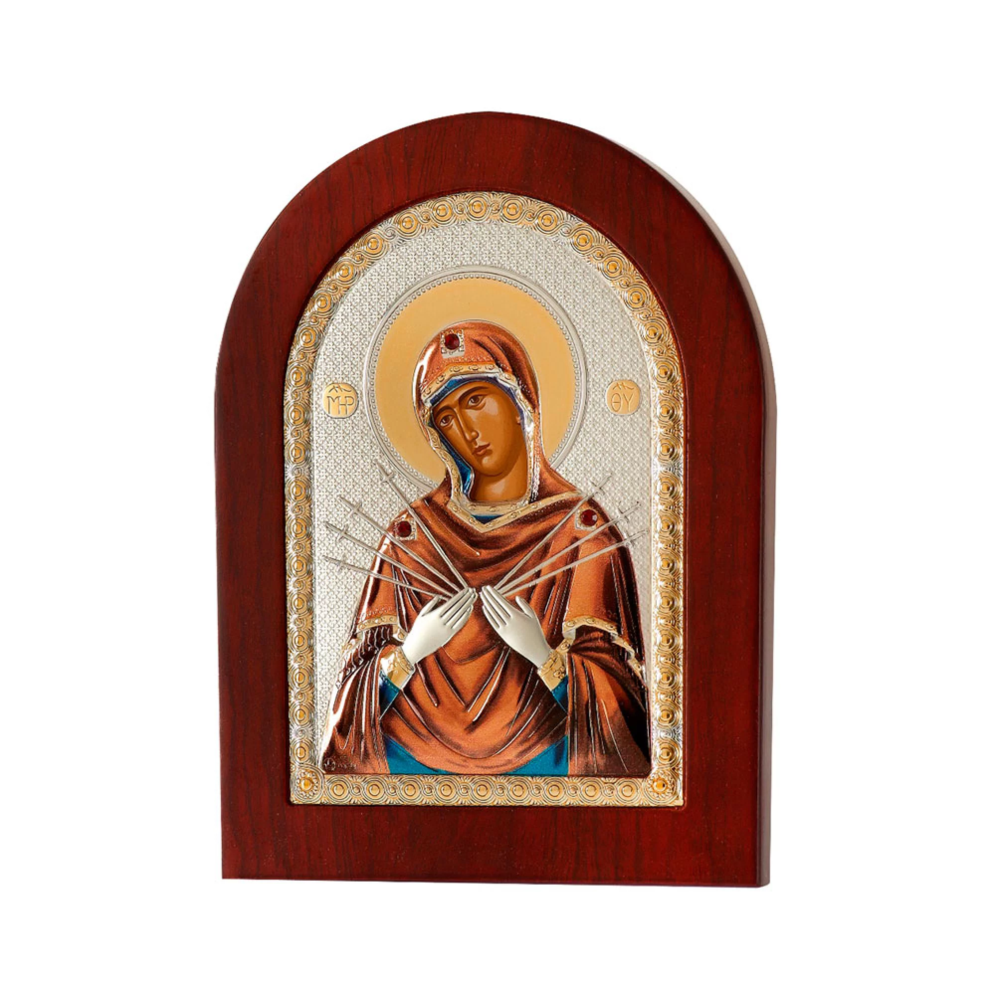 Икона Пресвятая Богородица "Семистрельная" 95х75 мм - 1593219 – изображение 1