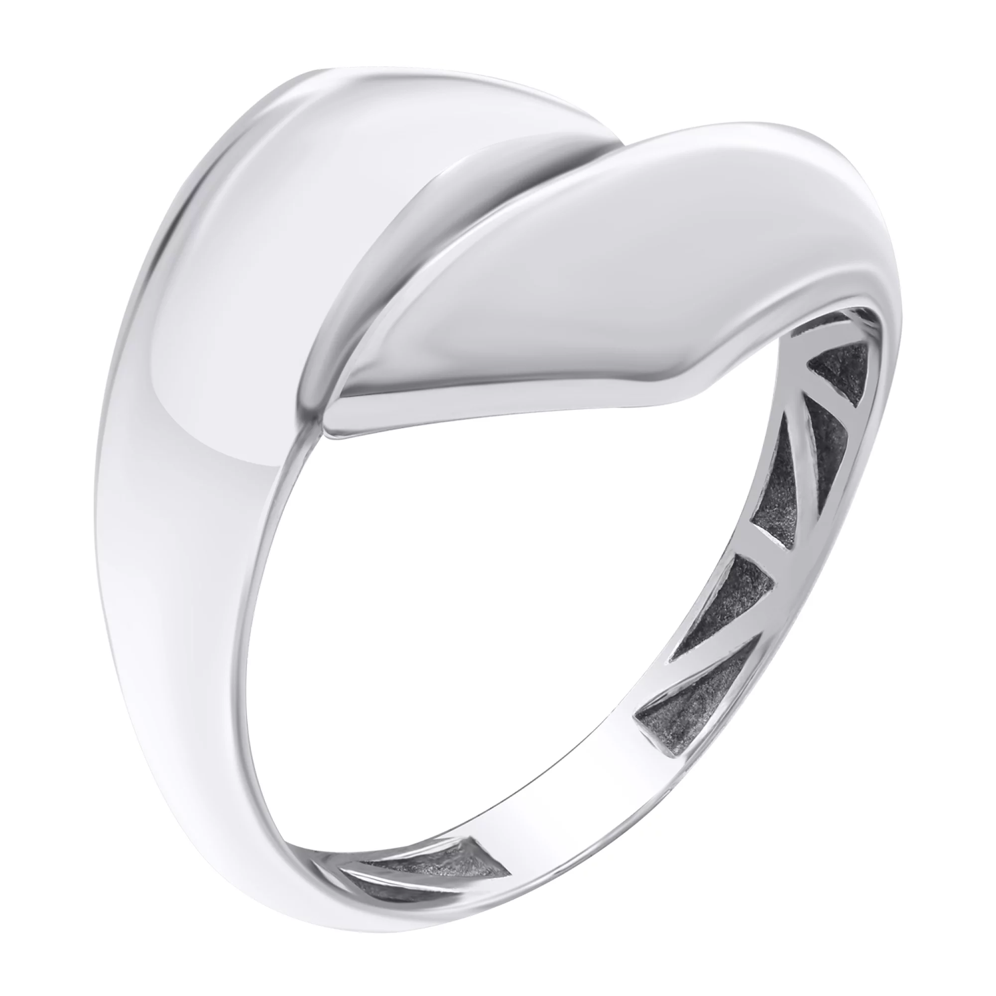 Кольцо серебряное с платиновым покрытием - 878654 – изображение 1