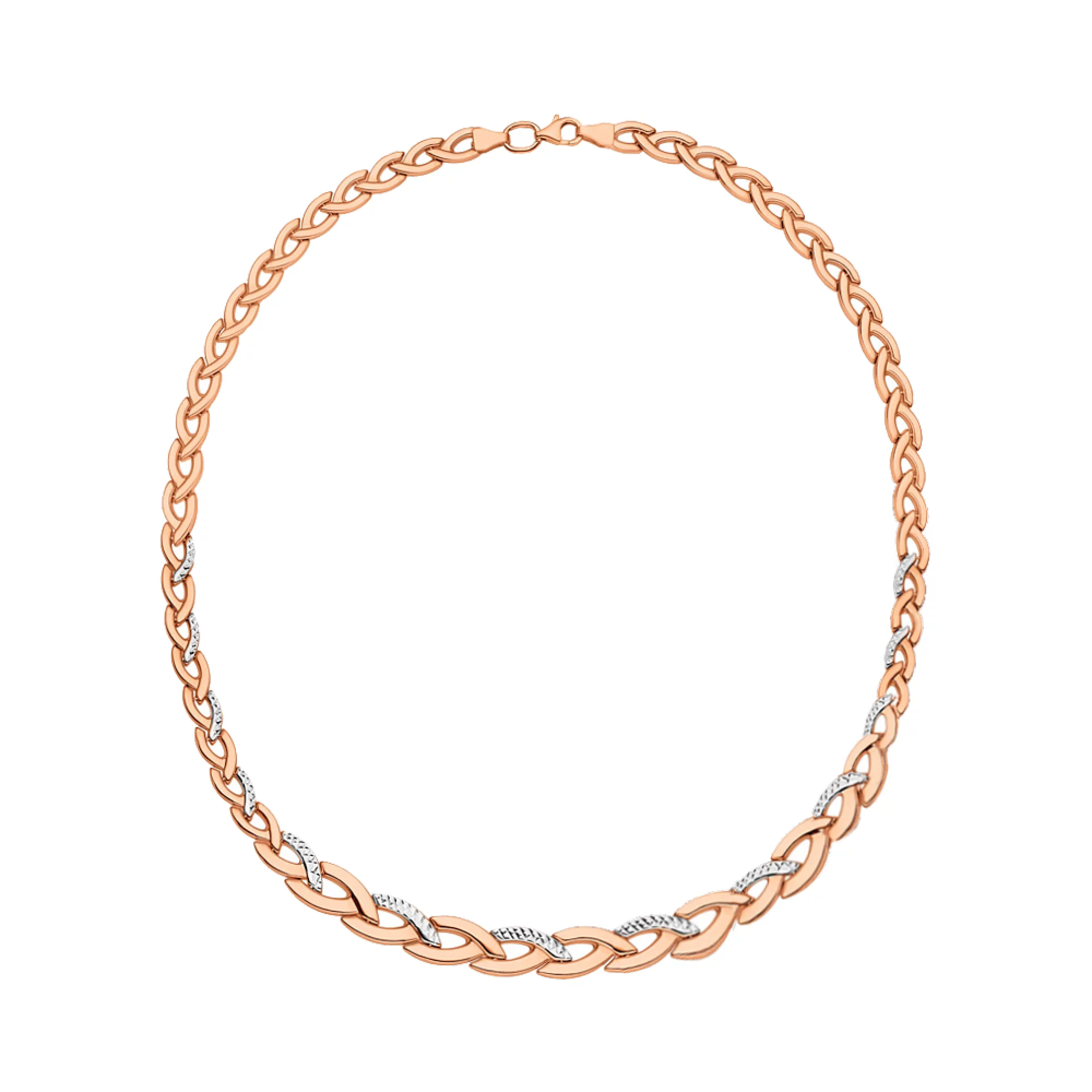 Колье из комбинированного золота с плетением ролекс - 960170 – изображение 1