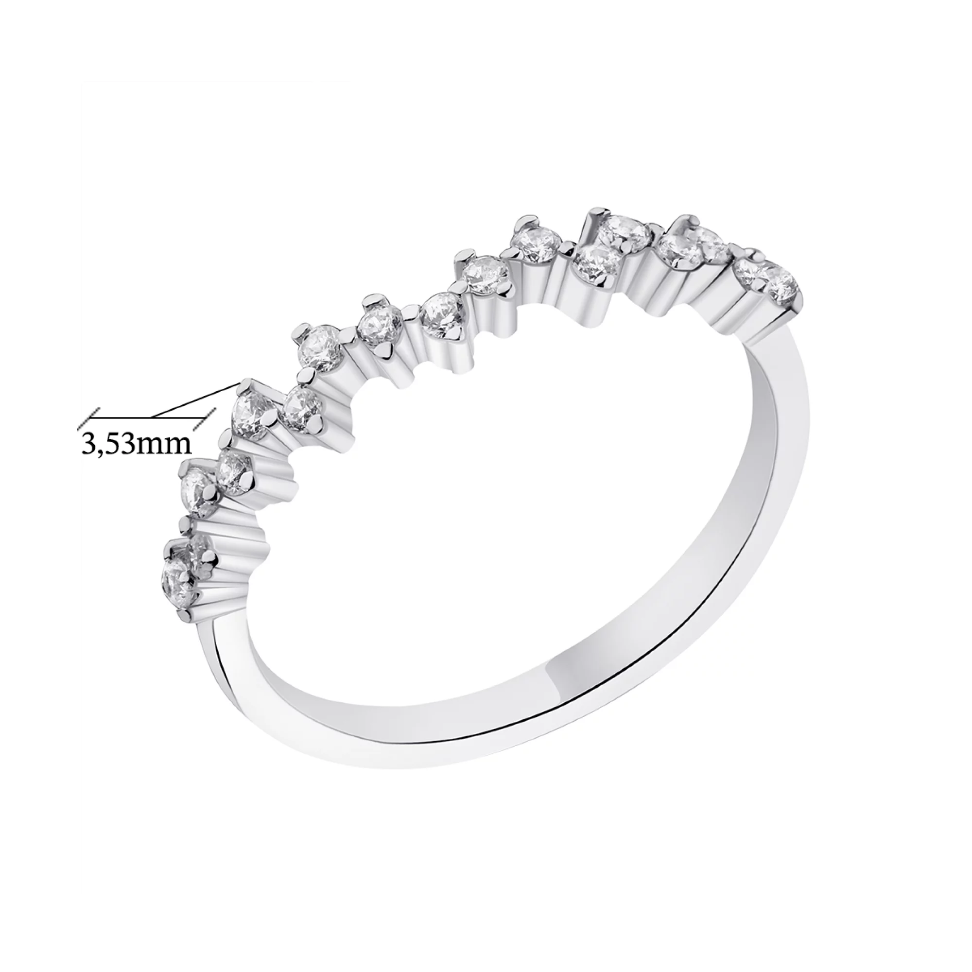 Серебряное кольцо в форме зигзага с фианитами - 1562873 – изображение 2