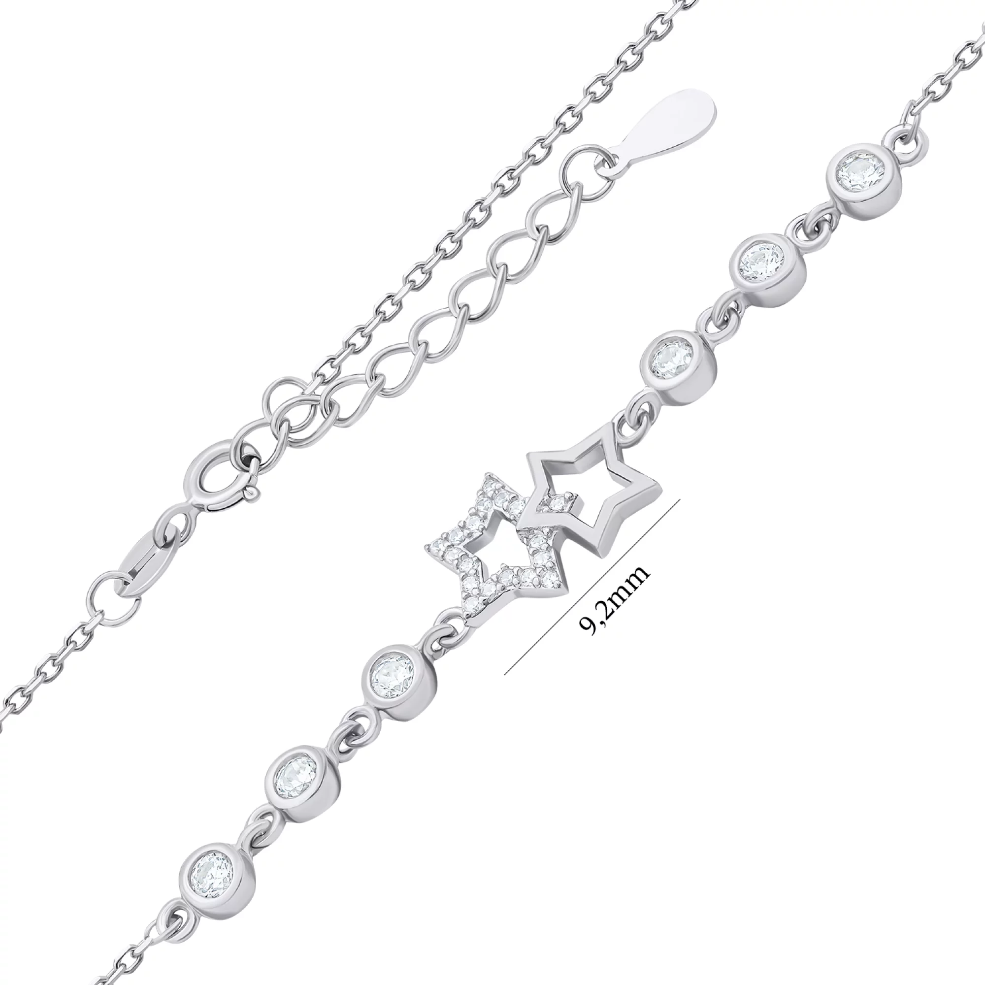 Браслет из серебра с фианитами "Соединение Звезд" плетение якорь - 1521331 – изображение 3