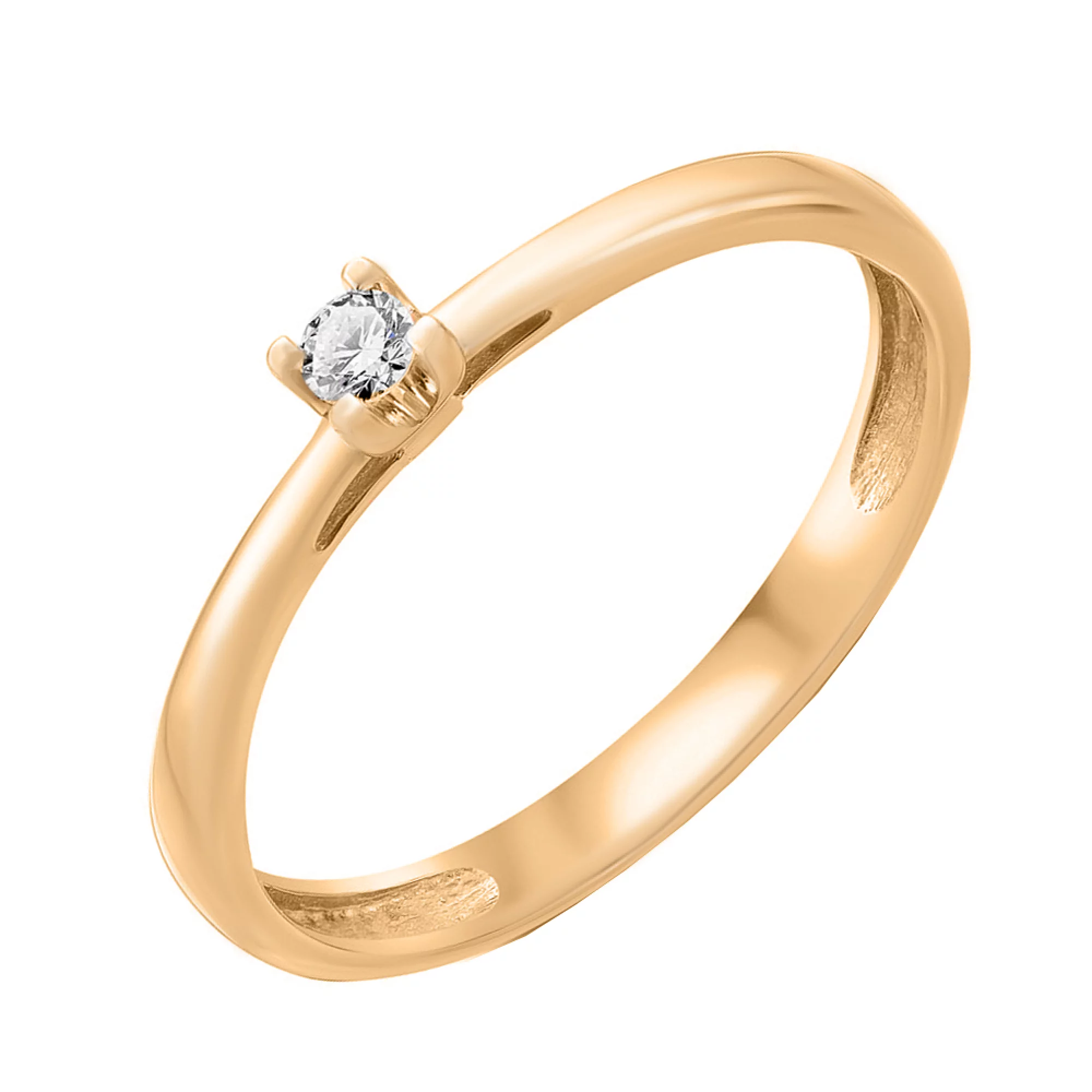 Золотое кольцо с бриллиантом - 521611 – изображение 1